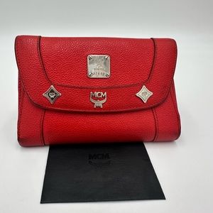 MCM RED ORANGE BIFOLD WALLET